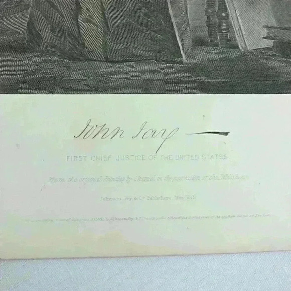 Art Print John Jay Portrait America 1st Chief Justice Supreme Court Antique 1862 - Picture 3 of 12
